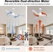 Load image into Gallery viewer, 52 Inch White Smart Ceiling Fan With Lights And Remote