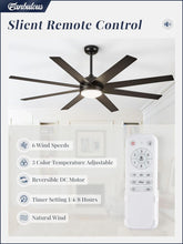 Load image into Gallery viewer, 72 Inch Black Outdoor Ceiling Fan With Light And Remote