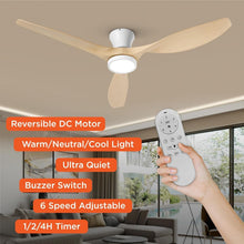 Load image into Gallery viewer, 52 Inch Ceiling Fan With Light And Remote Low Profile