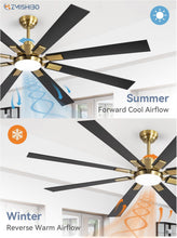 Load image into Gallery viewer, 72 Inch Black And Gold Ceiling Fan With Remote Light