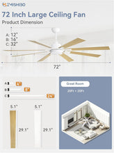 Load image into Gallery viewer, 72 Inch White Ceiling Fan With Lights And Remote DC Motor