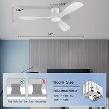 Load image into Gallery viewer, 52 Inch Smart Low Profile Ceiling Fan With Remote Control