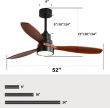 Load image into Gallery viewer, 52 Inch Flush Mount Ceiling Fan With Lights Remote Control