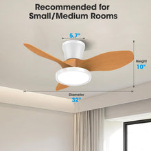 Load image into Gallery viewer, Quiet 32 Inch Ceiling Fan With LED Light Energy Efficient