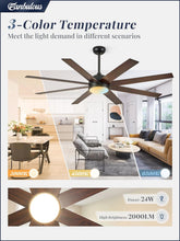 Load image into Gallery viewer, 72 Inch Black Outdoor Ceiling Fan With Light And Remote
