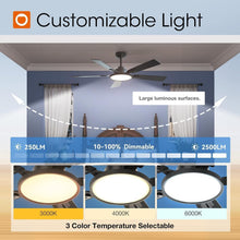 Load image into Gallery viewer, 52 Inch Black Ceiling Fan With Remote Integrated Light