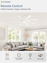 Load image into Gallery viewer, 72 Inch White Ceiling Fan With Lights And Remote DC Motor