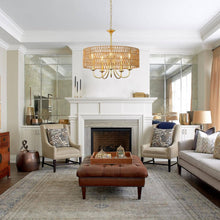 Load image into Gallery viewer, Gold 5 Light Rattan Boho Chandelier Pendant Lighting