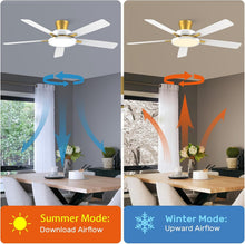Load image into Gallery viewer, 52 Inch Ceiling Fan With Remote Dimmable Lights White Gold