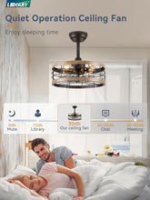 Load image into Gallery viewer, 16.5 Inch Rustic Brown Caged Ceiling Fan With Light