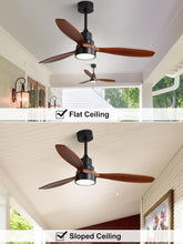 Load image into Gallery viewer, 52 Inch Flush Mount Ceiling Fan With Lights Remote Control