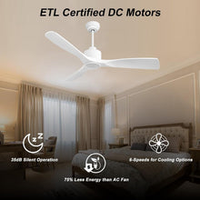 Load image into Gallery viewer, 52 Inch White Smart Ceiling Fan With Lights And Remote