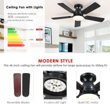 Load image into Gallery viewer, 46 Inch Black Low Profile Ceiling Fan With Light Remote App
