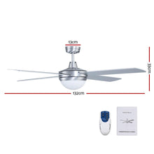 Load image into Gallery viewer, Devanti 52'' Ceiling Fan DC Motor w/Light w/Remote - Silver