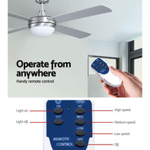 Load image into Gallery viewer, Devanti 52'' Ceiling Fan DC Motor w/Light w/Remote - Silver