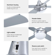 Load image into Gallery viewer, Devanti 52'' Ceiling Fan DC Motor w/Light w/Remote - Silver