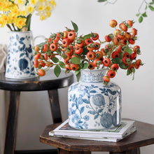Load image into Gallery viewer, Pomegranate Hand-Painted Blue and White Porcelain Vase