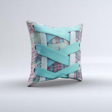Load image into Gallery viewer, Turquoise Laced Shoe Ink-Fuzed Decorative Throw Pillow