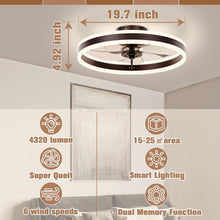 Load image into Gallery viewer, 19.7 Inch Low Profile Ceiling Fan With Light Remote