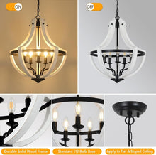 Load image into Gallery viewer, 5-Light White Wood Chandeliers