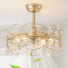 Load image into Gallery viewer, 20 Inch Gold Caged Ceiling Fan With Light Remote Control 6 Speed