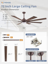 Load image into Gallery viewer, 72 Inch Oil Rubbed Bronze Ceiling Fan With Lights Remote