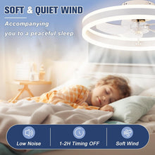 Load image into Gallery viewer, Low Profile Ceiling Fan With Lights And Remote 19.7 Inch White