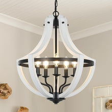 Load image into Gallery viewer, 5-Light White Wood Chandeliers