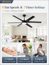 Load image into Gallery viewer, 60 Inch Black Ceiling Fan With Lights Remote DC Motor