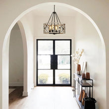 Load image into Gallery viewer, D19 Inch Rustic 4 Light Chandelier Black And White Oak