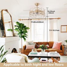 Load image into Gallery viewer, 20 Inch Gold Caged Ceiling Fan With Light Remote Control 6 Speed