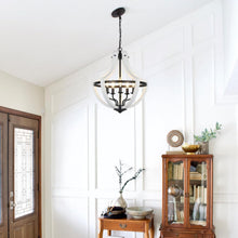 Load image into Gallery viewer, 5-Light White Wood Chandeliers
