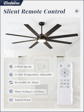 Load image into Gallery viewer, 65 Inch Ceiling Fan With Lights Remote Black Indoor Outdoor