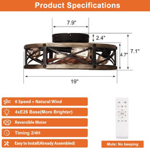Load image into Gallery viewer, Rustic Bladeless Ceiling Fan With Light And Remote 6 Speeds