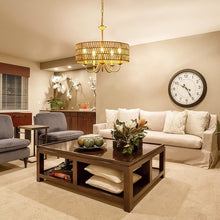 Load image into Gallery viewer, Gold 5 Light Rattan Boho Chandelier Pendant Lighting
