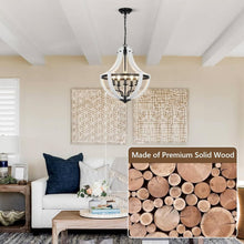 Load image into Gallery viewer, 5-Light White Wood Chandeliers