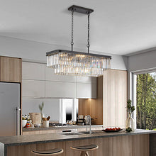 Load image into Gallery viewer, Chandeliers,Rectangular Crystal Chandelier Adjustable,E12 Modern