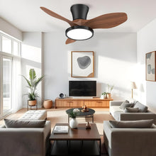 Load image into Gallery viewer, 32 Inch Quiet Ceiling Fan With LED Light Remote Control Walnut Finish