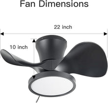 Load image into Gallery viewer, 22-Inch Quiet Ceiling Fan With LED Light Remote Control