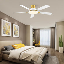 Load image into Gallery viewer, 52 Inch Ceiling Fan With Remote Dimmable Lights White Gold