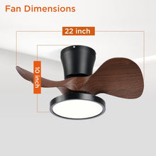Load image into Gallery viewer, 22 Inch Quiet Ceiling Fan With LED Light And Remote