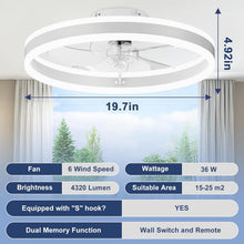 Load image into Gallery viewer, Low Profile Ceiling Fan With Lights And Remote 19.7 Inch White