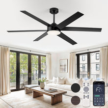 Load image into Gallery viewer, 60 Inch Black Ceiling Fan With Lights Remote DC Motor