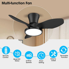 Load image into Gallery viewer, 32 Inch Quiet Ceiling Fan With LED Light And Remote