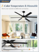 Load image into Gallery viewer, 60 Inch Black Ceiling Fan With Lights Remote DC Motor