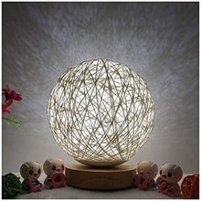 Load image into Gallery viewer, Wood Table Lamp Wood Decorative Bedside Moon Lamp USB Charger