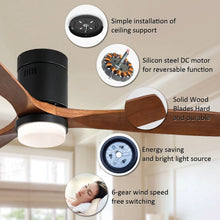 Load image into Gallery viewer, Ceiling Fan With Lights 3 Carved Wood Fan Blade With Remote Control