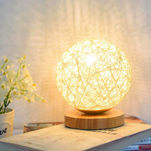 Load image into Gallery viewer, Wood Table Lamp Wood Decorative Bedside Moon Lamp USB Charger