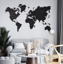 Load image into Gallery viewer, Wooden World Map Rustic Wall Art Home Decor Large Travel Map Wood Gift