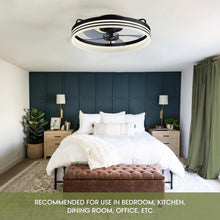 Load image into Gallery viewer, 20 Inch Black Flush Mount Ceiling Fan With Lights And Remote